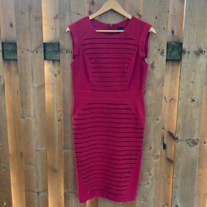 BLACK size 6 reddish pink sheath dress lined